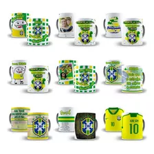 Arte Caneca Brasil 2022 Copa Do Mundo Catar Editável 