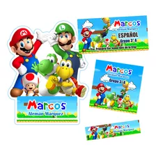 2x1 Etiquetas Escolares Mario Bross Regreso Clases 2 Modelos