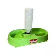 Dispensador Doble Comida Y Botella Para Agua Mascotas Perros