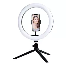 Aro De Luz Led 26cm Con Trípode Extensor Para Mesa Tik Tok Color De La Estructura Negro Color De La Luz Pearl White