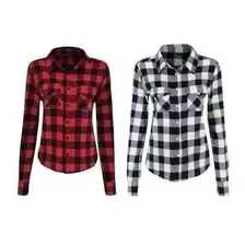 Kit 5 Blusa Camisa Xadrez Feminina Flanelada Pronta Entrega