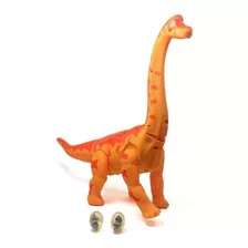 Dinossauro Grande Braquiossauro Som Luz Movimento Bota Ovos Cor Laranja