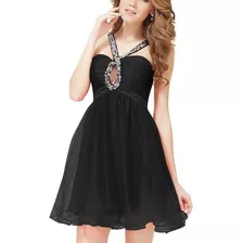 Vestido Ever Pretty Preto Importado Com Saia Em Tule Plus