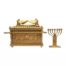 Arca Da Aliança Grande Dourada Luxo 30cm E Candelabro Fé