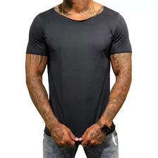 Camisa Básica Slim Gola Canoa Masculina Premium Manga Curta