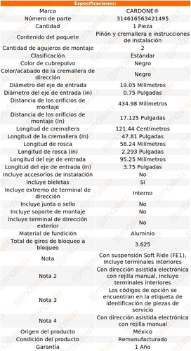 (1) Cremallera Direccin Chevrolet Cobalt 05/10 Reman Foto 5