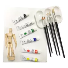 Set Pintura Acrilica Sapiens Con Maniqui Paleta Y Pinceles 4