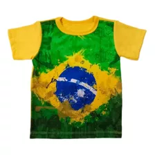 Camiseta Infantil Brasil Verde Amarelo T-shirt Bandeira