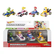 Hotwheels Mariokart - Pack X 4 Personajes - Die Cast- Mattel