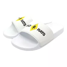 Chinelo Slide Mad Rats Logo Branco