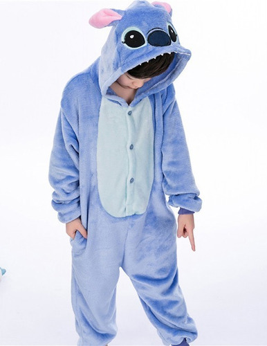 Mameluco Kigurumi De Stitch Disfraz Niño/niña Azul Y Rosa