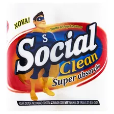 Papéis Toalha Social Clean Super Absorção 50 Folhas Pacote De 2 U