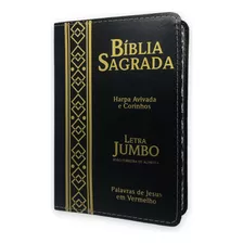 Bíblia Jumbo Letra Extra Gigante Com Harpa Corrigida Preta