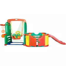 Juego Infantil Para Niños Resbaladera Columpio Corral Y Aro