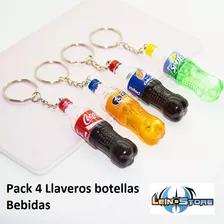 Pack 4 Llaveros Bebidas En Botella De Coleccion