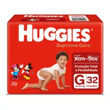 Pacote De Fraldas Supreme Care Disney G 32 Unidades Huggies