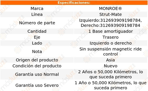 (1) Base Amortiguador Tra Strut-mate Der O Izq Dts 06/11 Foto 2