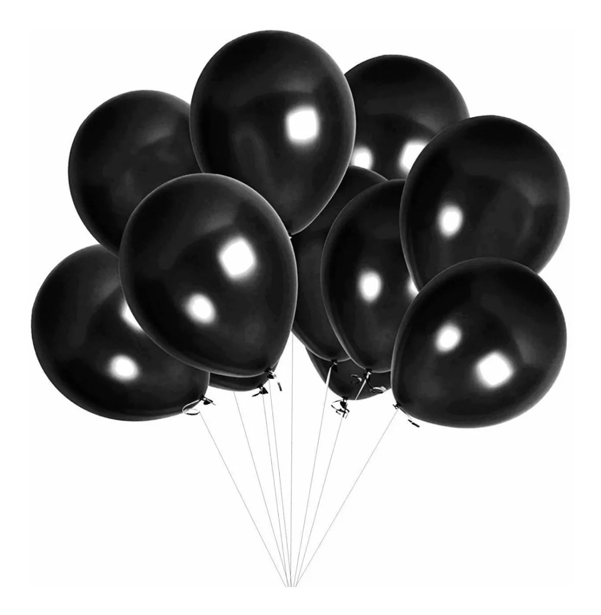 Balão Bexiga Metalizado Preto - Cromado  25 Unidades N° 9