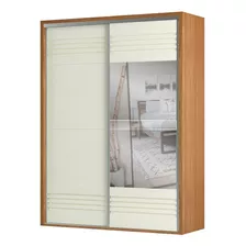 Guarda Roupa Solteiro Espelho 179cm 100%mdf Tw601e Freijóoff Cor Creme