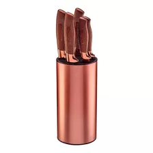 Conjunto De Facas Com Cepo Rose Gold 6 Peças Golden Chef