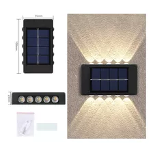 2x Arandela Solar 2 Focos Parede Slim 10 Fachos Led Externa Cor Branco Quente 10 Led