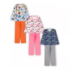 3 Pijama Infantil Menino Menina Juvenil Roupa De Dormir