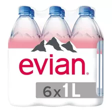 6pz 1 Litro Evian Agua Natural Manantial Alpes Franceses