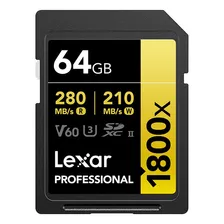 Tarjeta Sd Lexar 1800 X 64 Gb Sdxc U3 4k V60, Velocidad De H