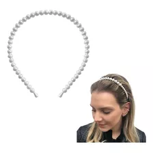 Kit Com 6 Tiaras Com Pérola Tendência Arco Cabelo Moda Cor Branco