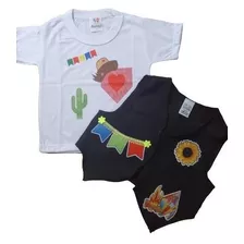 Kit Camiseta, Colete Menino Infantil Festa Junina, Arraiá