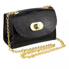 Bolsa Feminina Mini Bag Croco Alça Corrente Varias Cores