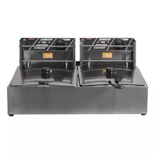 Fritador Profissional 10 Litros 2 Cubas 110v C/ Tampas Inox