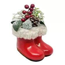 Bota Galocha Enfeite De Natal Em Ceramica Cor Vermelho