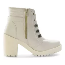 Bota Tratorada Feminina Off White Cano Curto