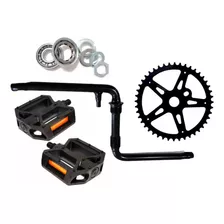 Kit Caja Pedalera Playera Biela Plato Pedales Richard Bikes