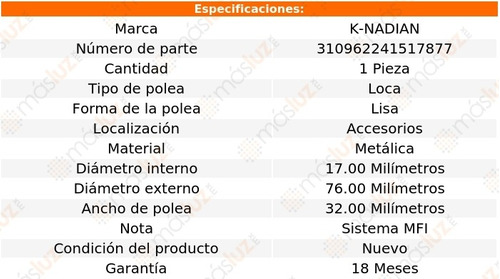 Polea Lisa Metalica Buick Rainier L6 4.2l 04-07 K-nadian Foto 3