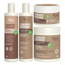 Kit Tratamento Completo 4 Produtos Vegano Apse Crespo Power