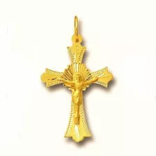 Pingente 4.2 Cm Crucifixo Ouro 18k 1.6 Gr Cruz Cristo Jesus