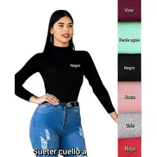 Blusa, Suéter Manga Larga Cuello Alto Para Dama 