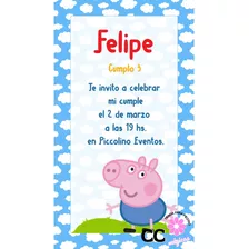 Invitación Tarjeta Digital Cumpleaños Infantil George Pig 