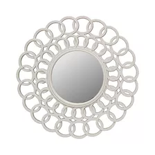 Espejo Decorativo De Pared Redondo Aros Blanco