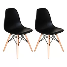 Kit Com 2 Cadeiras Charles Eames Eiffel Preto