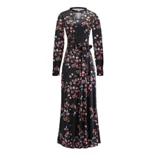 Vestido Maxi Feminino De Manga Comprida Floral Para Coquetel