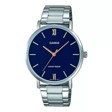 Reloj Casio Hombre Mtp-vt01d-2b3, Numeros Romanos, Fecha