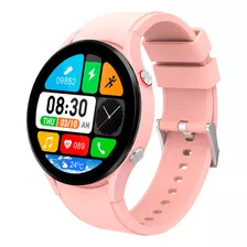 Smartwatch Reloj Inteligente Hombre Mujer Android Noga Sw14 Color De La Caja Negro Color De La Malla Rosa