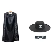 Kit Zorro - Chapéu + Máscara + Capa - Fantasia Infantil 