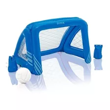 Arco De Futbol Inflable Pileta Intex Con Pelota 140x89x81cm Color Azul