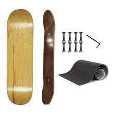 Shape Para Skate Maple Liso 8,0 + Lixa Boss + Parafuso Allen