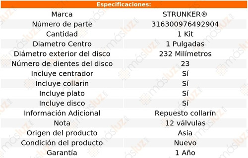 Kit De Embrague Mazda B3000 3.0l V6 95/07 Strunker Foto 2