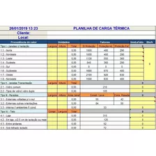 Planilha Carga Térmica - Refrigeração - Dados Para Pmoc